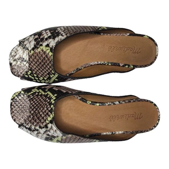 Madewell Erica square peep toes in snake embossed leather size 5.5 Womens - Picture 2 of 10